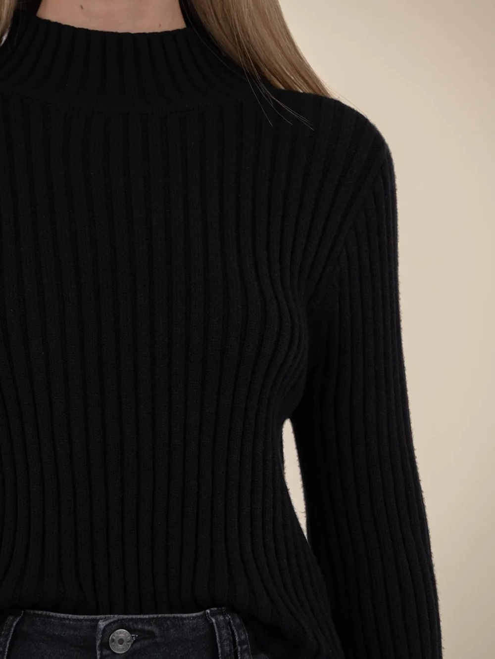 Kut from the Kloth Black Ribbed Mock Neck Sweater